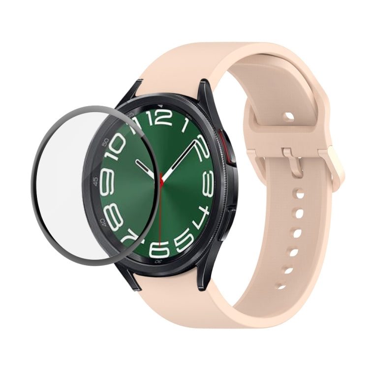 JUNSUNMAY Sangle réglable en silicone + Kit de protection d'écran PMMA à couverture complète, For Samsung Galaxy Watch6 Classic 47mm, For Samsung Galaxy Watch6 44mm, For Samsung Galaxy Watch6 40mm, For Samsung Galaxy Watch6 Classic 43mm
