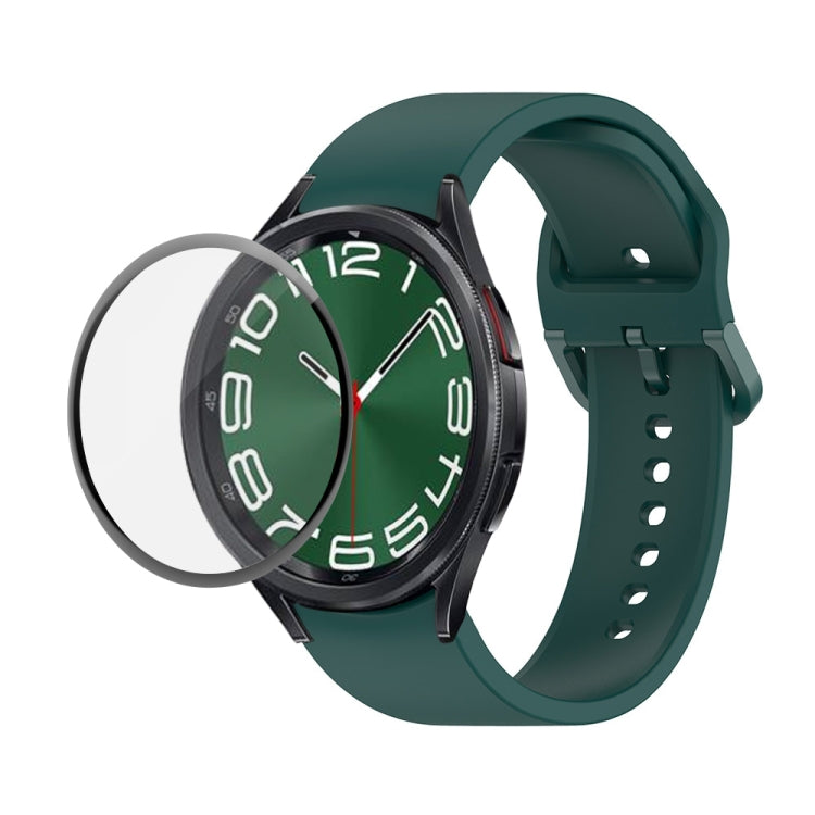 JUNSUNMAY Sangle réglable en silicone + Kit de protection d'écran PMMA à couverture complète, For Samsung Galaxy Watch6 Classic 47mm, For Samsung Galaxy Watch6 44mm, For Samsung Galaxy Watch6 40mm, For Samsung Galaxy Watch6 Classic 43mm