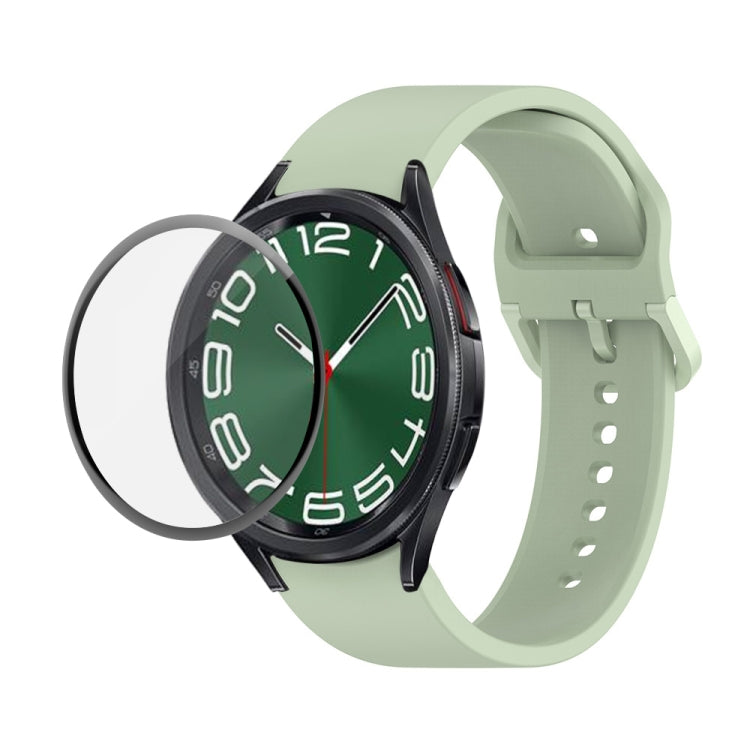 JUNSUNMAY Sangle réglable en silicone + Kit de protection d'écran PMMA à couverture complète, For Samsung Galaxy Watch6 Classic 47mm, For Samsung Galaxy Watch6 44mm, For Samsung Galaxy Watch6 40mm, For Samsung Galaxy Watch6 Classic 43mm