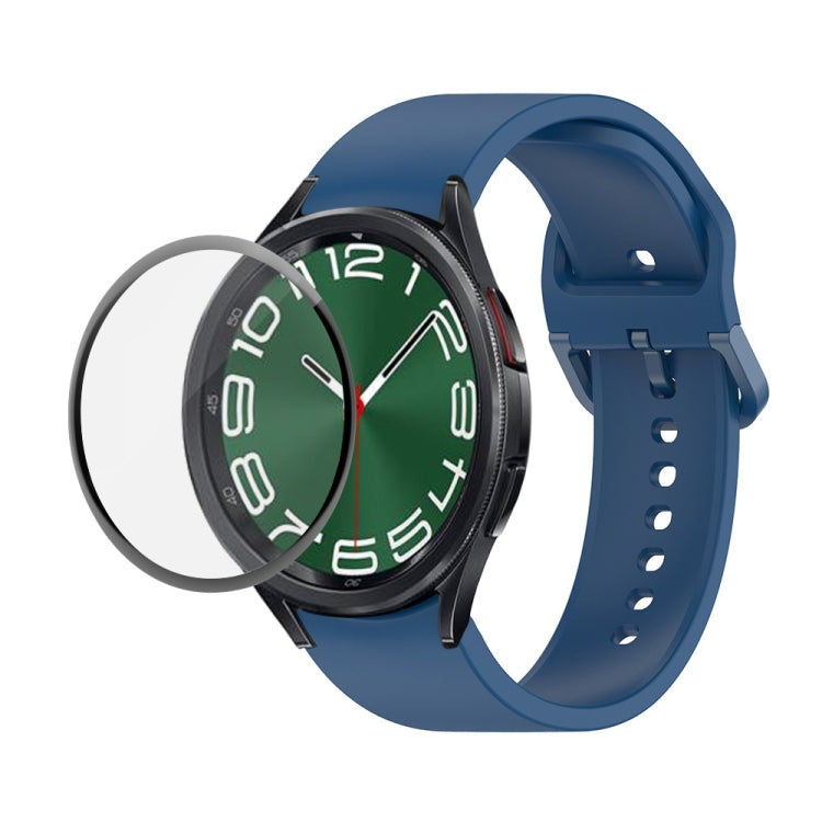 JUNSUNMAY Sangle réglable en silicone + Kit de protection d'écran PMMA à couverture complète, For Samsung Galaxy Watch6 Classic 47mm, For Samsung Galaxy Watch6 44mm, For Samsung Galaxy Watch6 40mm, For Samsung Galaxy Watch6 Classic 43mm