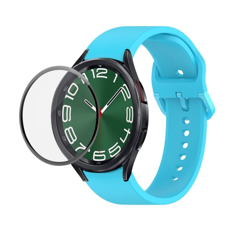 JUNSUNMAY Sangle réglable en silicone + Kit de protection d'écran PMMA à couverture complète, For Samsung Galaxy Watch6 Classic 47mm, For Samsung Galaxy Watch6 44mm, For Samsung Galaxy Watch6 40mm, For Samsung Galaxy Watch6 Classic 43mm