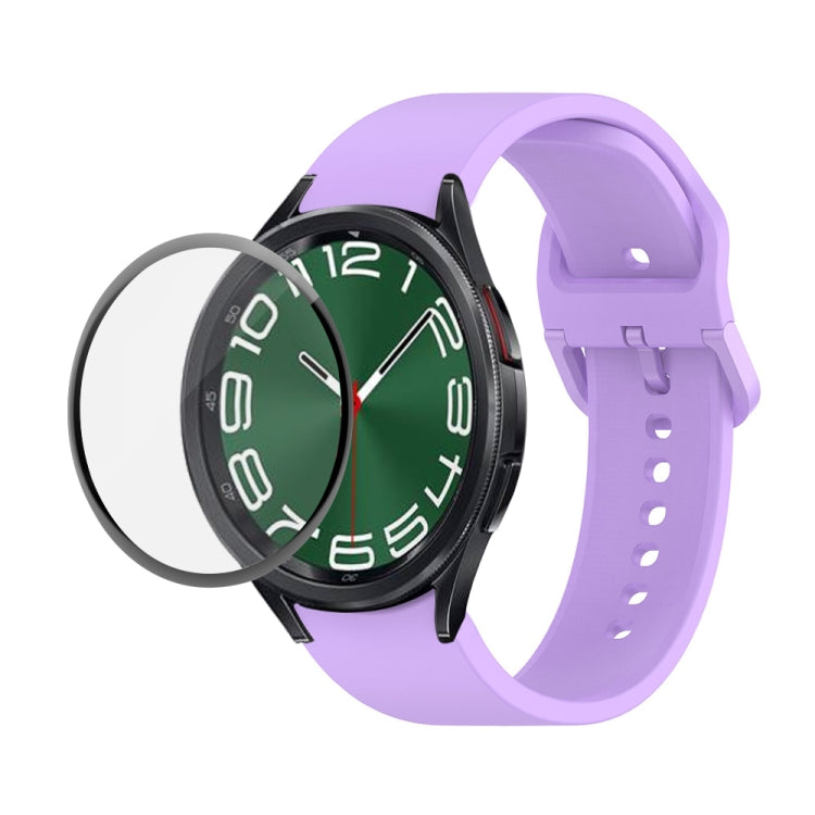 JUNSUNMAY Sangle réglable en silicone + Kit de protection d'écran PMMA à couverture complète, For Samsung Galaxy Watch6 Classic 47mm, For Samsung Galaxy Watch6 44mm, For Samsung Galaxy Watch6 40mm, For Samsung Galaxy Watch6 Classic 43mm