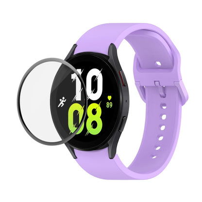 JUNSUNMAY Sangle réglable en silicone + Kit de protection d'écran PMMA à couverture complète, For Samsung Galaxy Watch5 44mm, For Samsung Galaxy Watch5 Pro 45mm, For Samsung Galaxy Watch5 40mm, For Samsung Galaxy Watch4 44mm