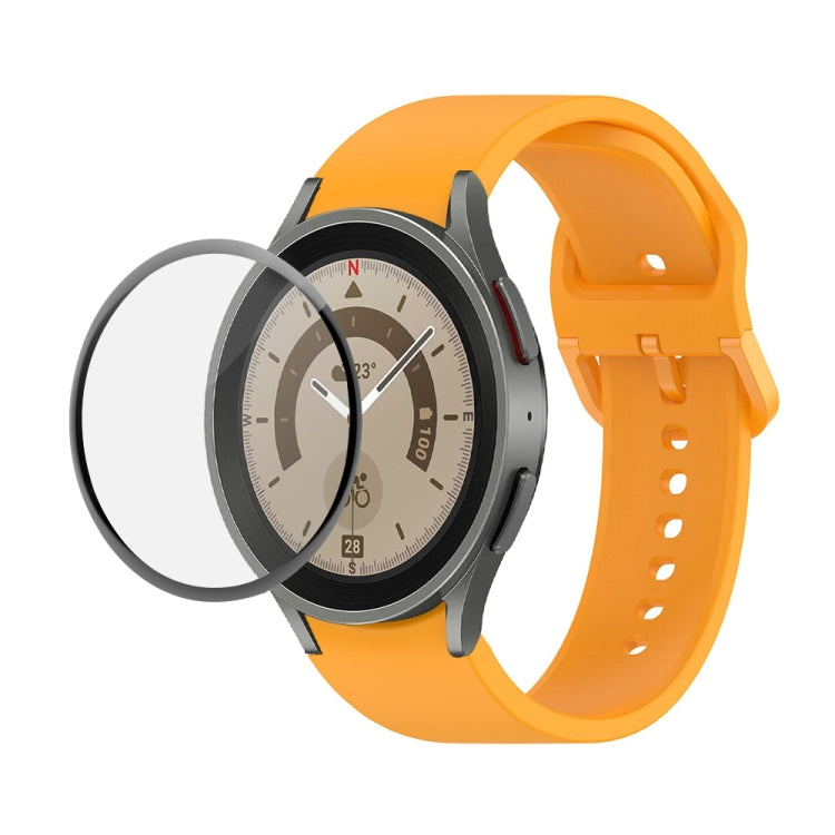 JUNSUNMAY Sangle réglable en silicone + Kit de protection d'écran PMMA à couverture complète, For Samsung Galaxy Watch5 44mm, For Samsung Galaxy Watch5 Pro 45mm, For Samsung Galaxy Watch5 40mm, For Samsung Galaxy Watch4 44mm