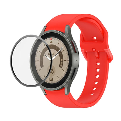JUNSUNMAY Sangle réglable en silicone + Kit de protection d'écran PMMA à couverture complète, For Samsung Galaxy Watch5 44mm, For Samsung Galaxy Watch5 Pro 45mm, For Samsung Galaxy Watch5 40mm, For Samsung Galaxy Watch4 44mm
