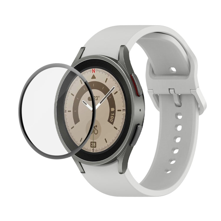 JUNSUNMAY Sangle réglable en silicone + Kit de protection d'écran PMMA à couverture complète, For Samsung Galaxy Watch5 44mm, For Samsung Galaxy Watch5 Pro 45mm, For Samsung Galaxy Watch5 40mm, For Samsung Galaxy Watch4 44mm