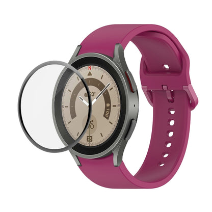 JUNSUNMAY Sangle réglable en silicone + Kit de protection d'écran PMMA à couverture complète, For Samsung Galaxy Watch5 44mm, For Samsung Galaxy Watch5 Pro 45mm, For Samsung Galaxy Watch5 40mm, For Samsung Galaxy Watch4 44mm