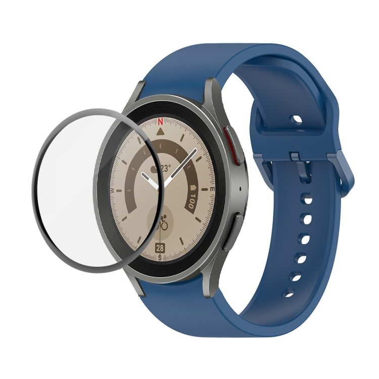 JUNSUNMAY Sangle réglable en silicone + Kit de protection d'écran PMMA à couverture complète, For Samsung Galaxy Watch5 44mm, For Samsung Galaxy Watch5 Pro 45mm, For Samsung Galaxy Watch5 40mm, For Samsung Galaxy Watch4 44mm