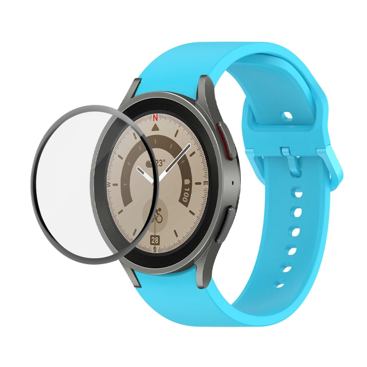 JUNSUNMAY Sangle réglable en silicone + Kit de protection d'écran PMMA à couverture complète, For Samsung Galaxy Watch5 44mm, For Samsung Galaxy Watch5 Pro 45mm, For Samsung Galaxy Watch5 40mm, For Samsung Galaxy Watch4 44mm