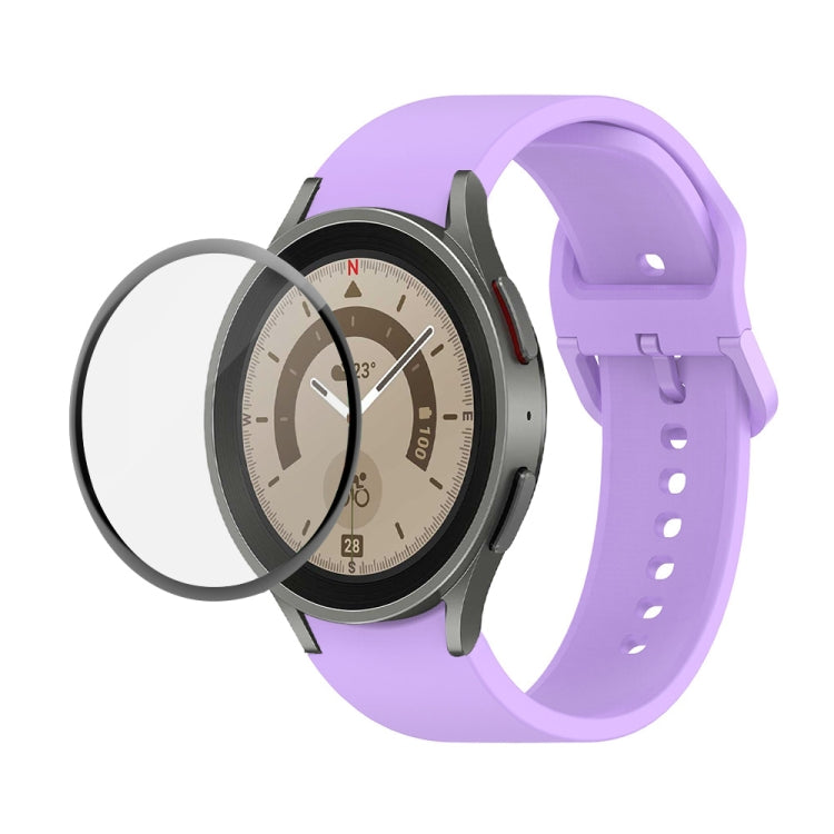 JUNSUNMAY Sangle réglable en silicone + Kit de protection d'écran PMMA à couverture complète, For Samsung Galaxy Watch5 44mm, For Samsung Galaxy Watch5 Pro 45mm, For Samsung Galaxy Watch5 40mm, For Samsung Galaxy Watch4 44mm