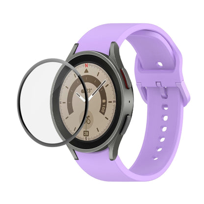 JUNSUNMAY Sangle réglable en silicone + Kit de protection d'écran PMMA à couverture complète, For Samsung Galaxy Watch5 44mm, For Samsung Galaxy Watch5 Pro 45mm, For Samsung Galaxy Watch5 40mm, For Samsung Galaxy Watch4 44mm