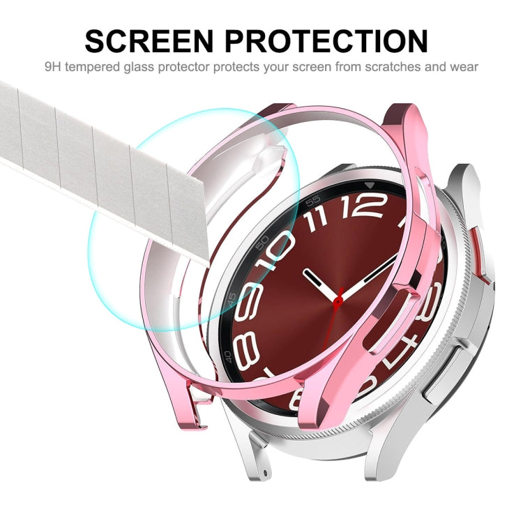 Coque ENKAY Hat-Prince en TPU souple galvanisé + protecteur d'écran en verre 9H de 0,2 mm, For Samsung Galaxy Watch6 Classic 47mm, For Samsung Galaxy Watch6 Classic 43mm