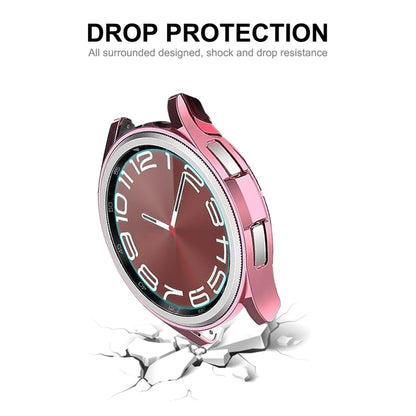 Coque ENKAY Hat-Prince en TPU souple galvanisé + protecteur d'écran en verre 9H de 0,2 mm, For Samsung Galaxy Watch6 Classic 47mm, For Samsung Galaxy Watch6 Classic 43mm