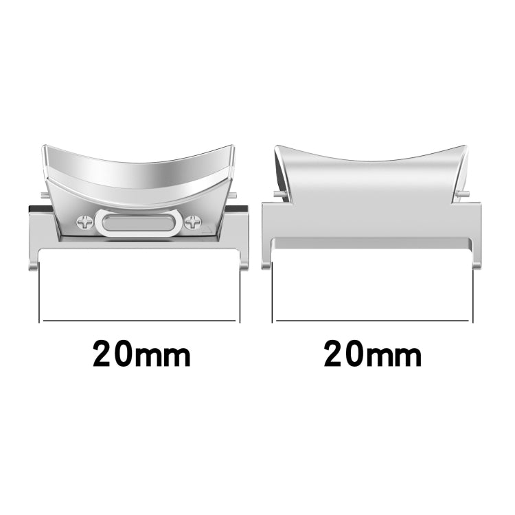 Connecteur de bracelet de montre en métal incurvé de style bouton, 1 paire de 20 mm