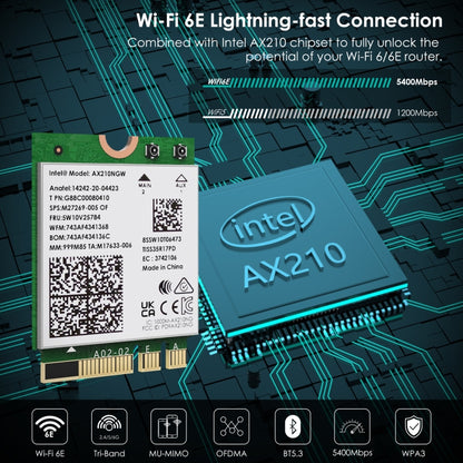 WAVLINK WN675X3M Module de carte réseau Wi-Fi 6E tri-bande BT 5.2 adaptateur réseau 5400Mbps, WN675X3M
