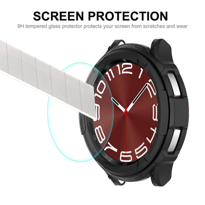 ENKAY Hat-Prince Boîtier de montre Armor 2 en 1 en TPU + Protecteur d'écran en verre trempé 0,2 mm 9H, For Samsung Galaxy Watch6 Classic 47mm, For Samsung Galaxy Watch6 Classic 43mm