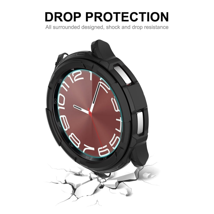 ENKAY Hat-Prince Boîtier de montre Armor 2 en 1 en TPU + Protecteur d'écran en verre trempé 0,2 mm 9H, For Samsung Galaxy Watch6 Classic 47mm, For Samsung Galaxy Watch6 Classic 43mm
