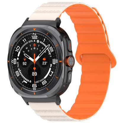 Bracelet de montre magnétique en silicone bicolore à motif pois pour Samsung Galaxy Watch Ultra 47 mm