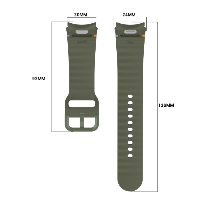 Bracelet de montre en silicone à dégagement rapide avec coutures à grain ondulé, For Samsung Galaxy Watch 6 40mm, For Samsung Galaxy Watch 6 Classic 43mm, For Samsung Galaxy Watch 5 Pro Golf Edition, For Samsung Galaxy Watch 5 Golf Edition             ...