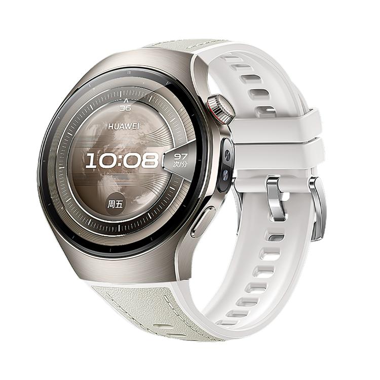 Bracelet de montre hybride en silicone et cuir, For Huawei Watch 5 42mm, For Huawei Watch 5 46mm