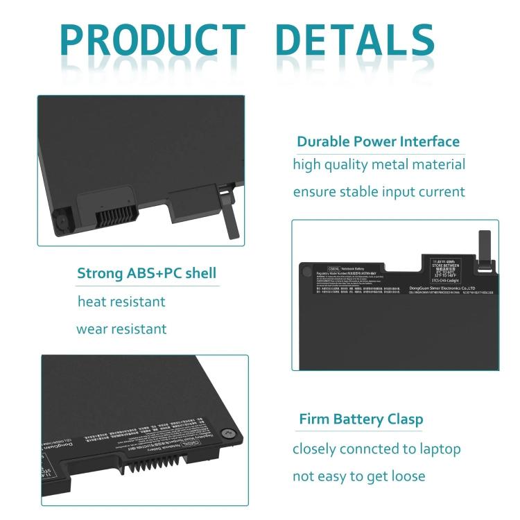 Batteries pour ordinateurs portables HP EliteBook 840G3, 848G3, 840G4, 850G3, 848G4 et 850G4, CS03XL 11.4V 46.5Wh