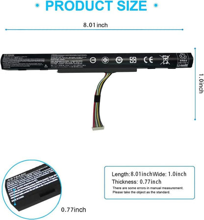 Batterie de remplacement 2200 mAh pour ordinateur portable Acer Aspire E5-575G, 475G, 523G et 553G, AS16A5K