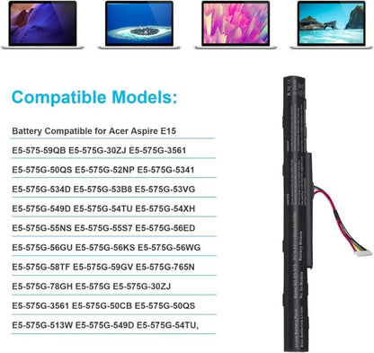 Batterie de remplacement 2200 mAh pour ordinateur portable Acer Aspire E5-575G, 475G, 523G et 553G, AS16A5K