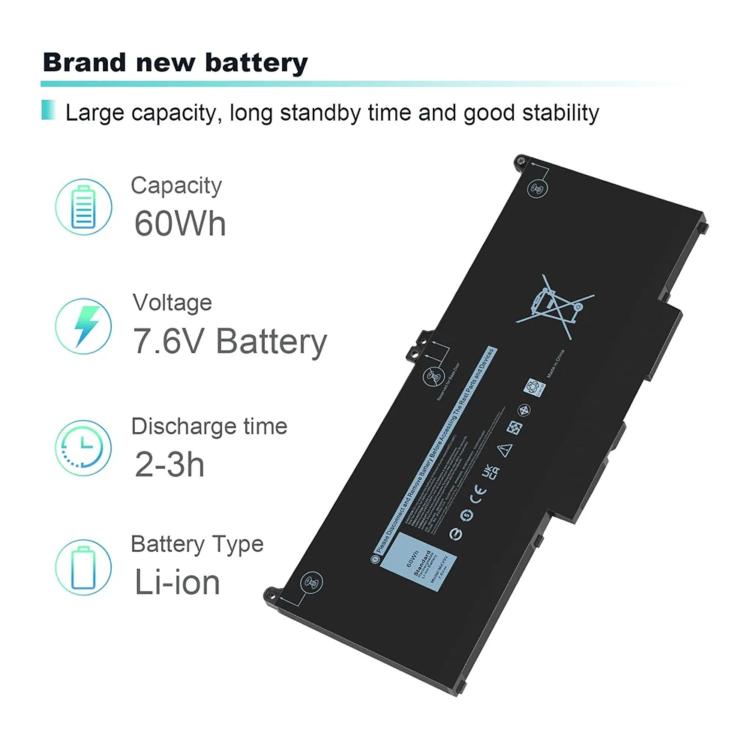 Batterie pour ordinateur portable Dell Latitude 5300, 5310, 7300 et 7400, capacité de 7600 mAh, MXV9V
