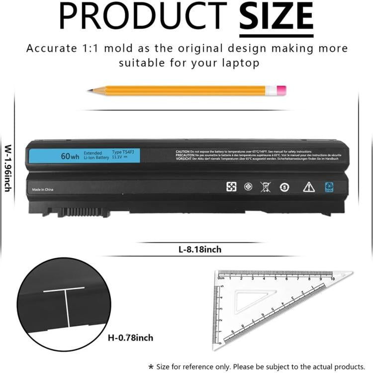 Batterie pour ordinateur portable 4400 mAh compatible avec les modèles Dell E5420, E6430, E6520 et E6530, T54FJ