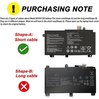 Batterie de remplacement 3600 mAh pour ordinateur portable ASUS TUF Gaming 5e/6e/7e/8e génération FX80G FX86F/G, B31N1726