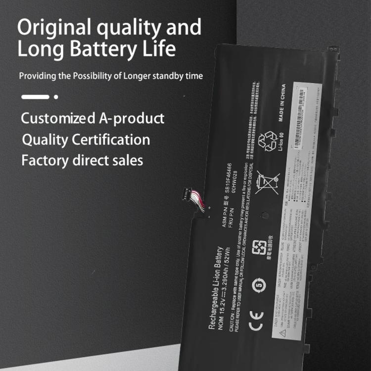 Batterie de remplacement 3400 mAh pour ordinateur portable Lenovo ThinkPad X1 Carbon 4e génération (2016), 00HW028
