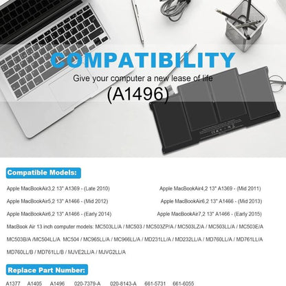 Batterie de remplacement pour ordinateur portable MacBook Air 13 pouces, 7000 mAh, A1496