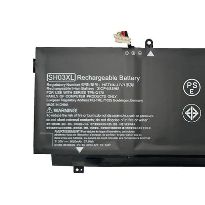 Batterie de remplacement 5020 mAh pour ordinateur portable HP Spectre x360 TPN-Q178, SH03XL