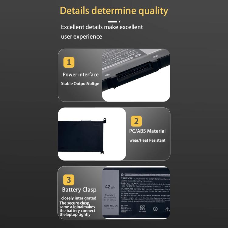 Batterie de remplacement 3600 mAh pour ordinateur portable Dell Latitude 7440 7450 E7440, YRDD6