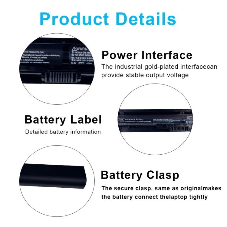Batterie de remplacement 2200 mAh pour ordinateur portable HP ProBook 440 445 455 G2, Vi04