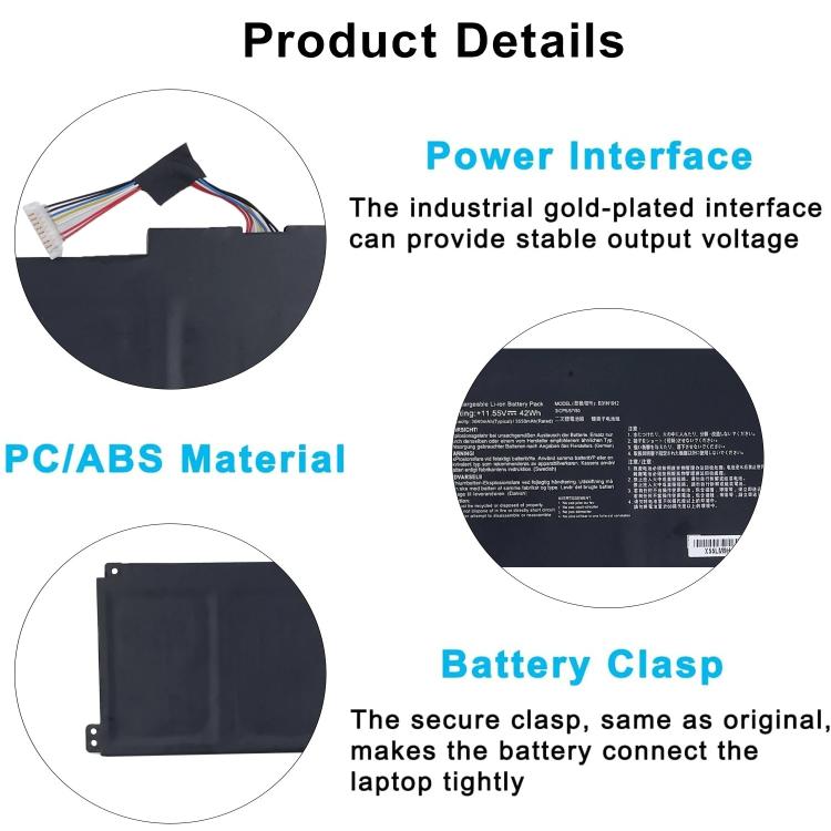 Batterie de remplacement 3600 mAh pour ordinateur portable ASUS E410M, E410MA et E510M, B31N1912