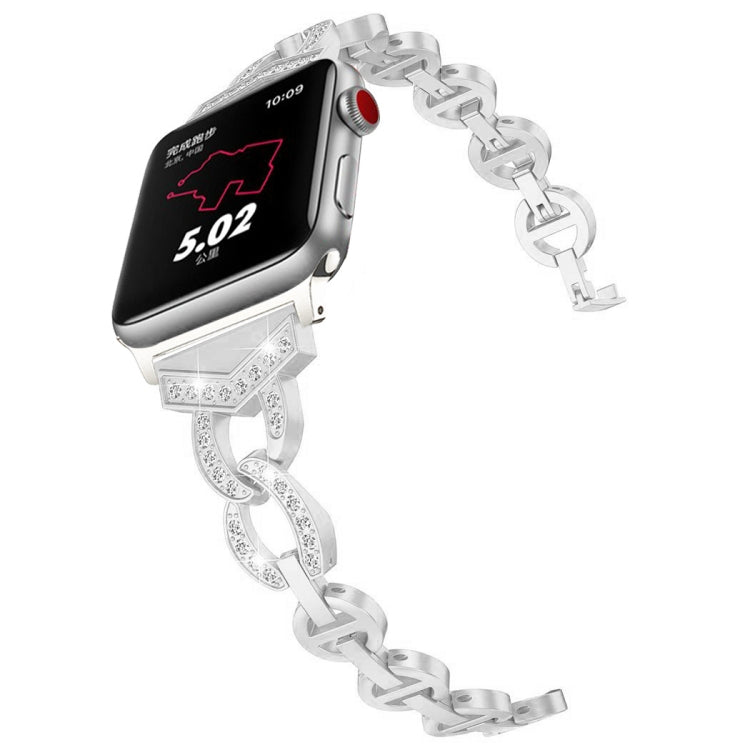 Bracelet de montre en acier inoxydable massif clouté de diamants VO en forme de 8 pour Apple Watch Series 3 & 2 & 1 38mm
