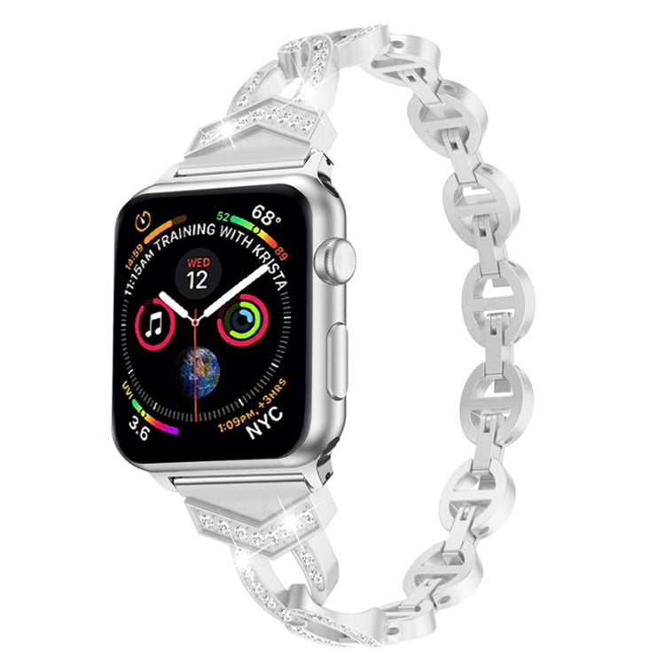 Bracelet de montre en acier inoxydable massif clouté de diamants VO en forme de 8 pour Apple Watch Series 3 & 2 & 1 38mm