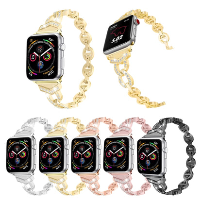 Bracelet de montre en acier inoxydable massif clouté de diamants VO en forme de 8 pour Apple Watch Series 3 & 2 & 1 38mm