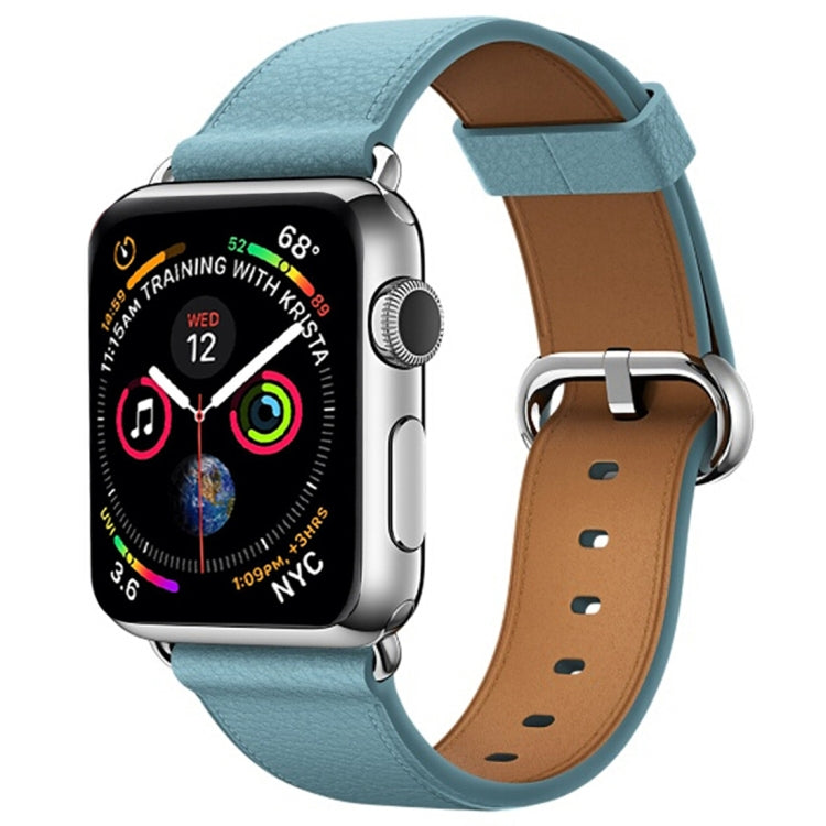 Bracelet de montre en cuir avec bouton classique pour Apple Watch Series 3 & 2 & 1 38mm