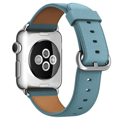 Bracelet de montre en cuir avec bouton classique pour Apple Watch Series 3 & 2 & 1 38mm