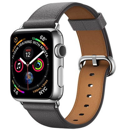 Bracelet de montre en cuir avec bouton classique pour Apple Watch Series 3 & 2 & 1 38mm