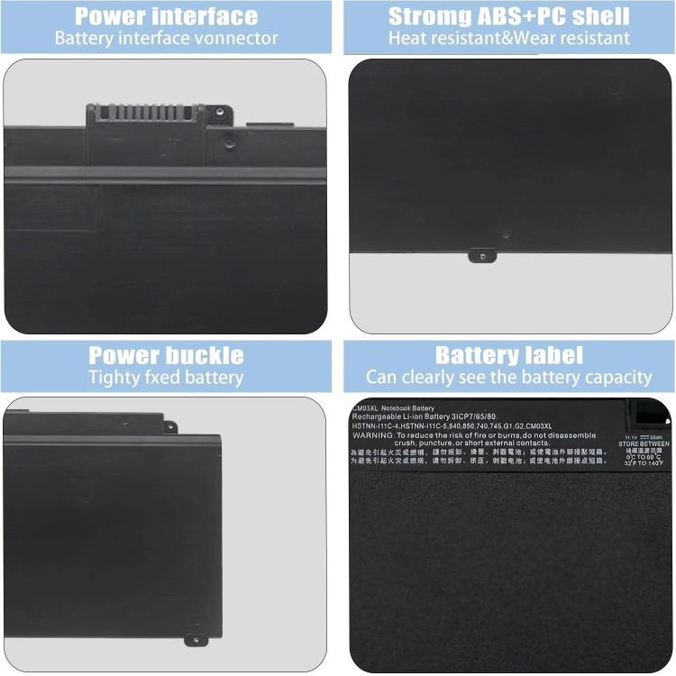 Batteries pour ordinateur portable 5000 mAh compatibles avec HP EliteBook 840 G2, 845, 850 G1 et 740, CM03XL