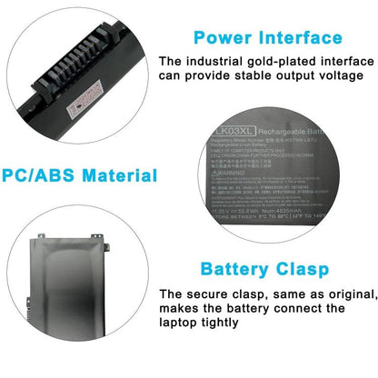Batteries pour ordinateur portable 4300 mAh compatibles avec HP Envy TPN-W127 et TPN-W134, LK03XL