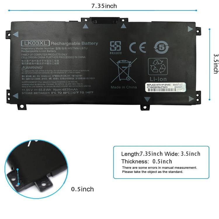 Batteries pour ordinateur portable 4300 mAh compatibles avec HP Envy TPN-W127 et TPN-W134, LK03XL