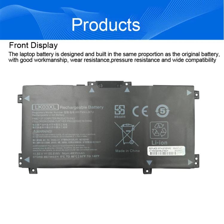 Batteries pour ordinateur portable 4300 mAh compatibles avec HP Envy TPN-W127 et TPN-W134, LK03XL