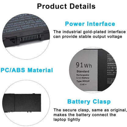 Batterie pour ordinateur portable Dell Precision 7510 / 7520, 7800 mAh, MFKVP