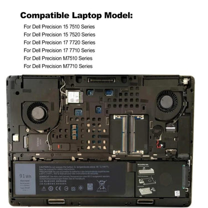 Batterie pour ordinateur portable Dell Precision 7510 / 7520, 7800 mAh, MFKVP