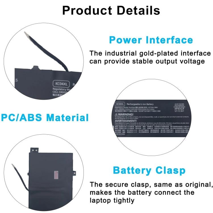 Batterie pour ordinateur portable HP Envy 13-ah1002TX, 3454 mAh, KC04XL