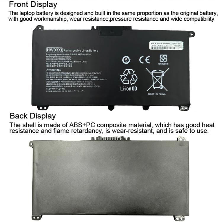 Batterie pour ordinateur portable HP 15-EG0010TX, 3600 mAh, HW03XL
